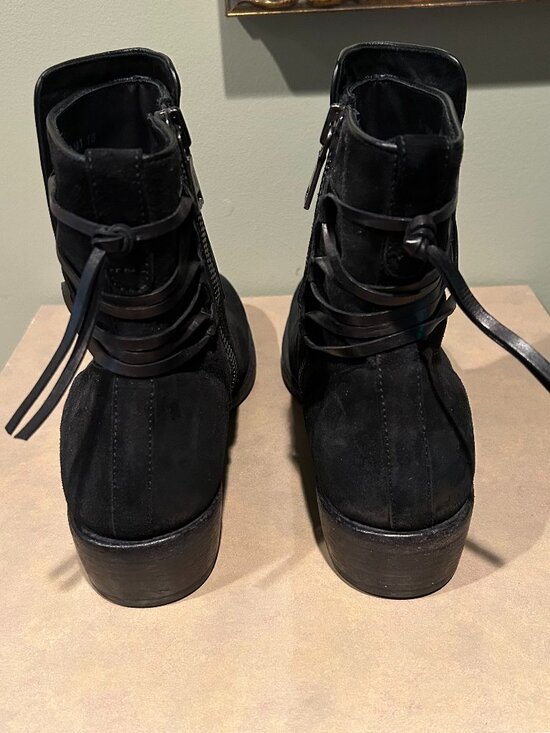 John Varvatos Black Suede Keith Backlace Boots - Handmade in Italy - New w/o box main image 6